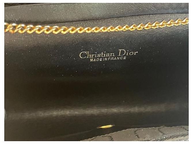 Borsa a spalla Christian Dior nera tessuto a nido d'ape catena dorata Nero - vista 7