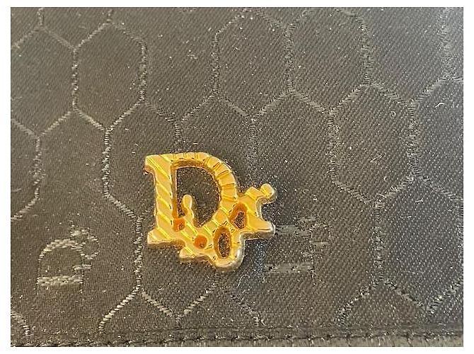 Borsa a spalla Christian Dior nera tessuto a nido d'ape catena dorata Nero - vista 8