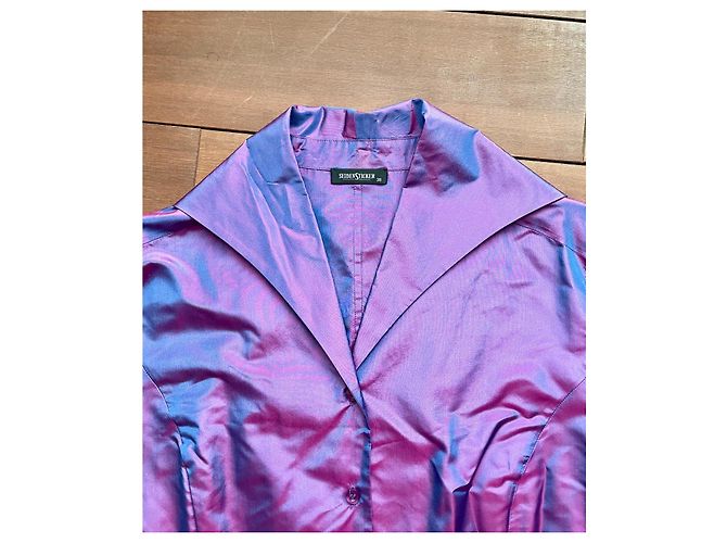 Autre Marque Blusa Seidensticker de seda cambiante rosa azul violeta Púrpura - vista 2