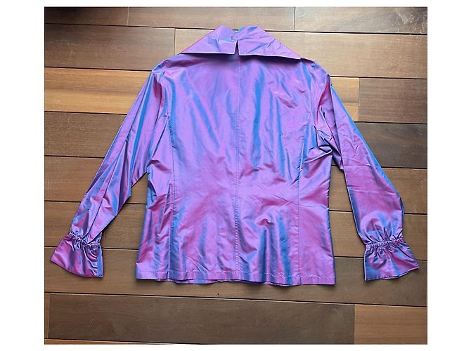 Autre Marque Blusa Seidensticker de seda cambiante rosa azul violeta Púrpura - vista 5