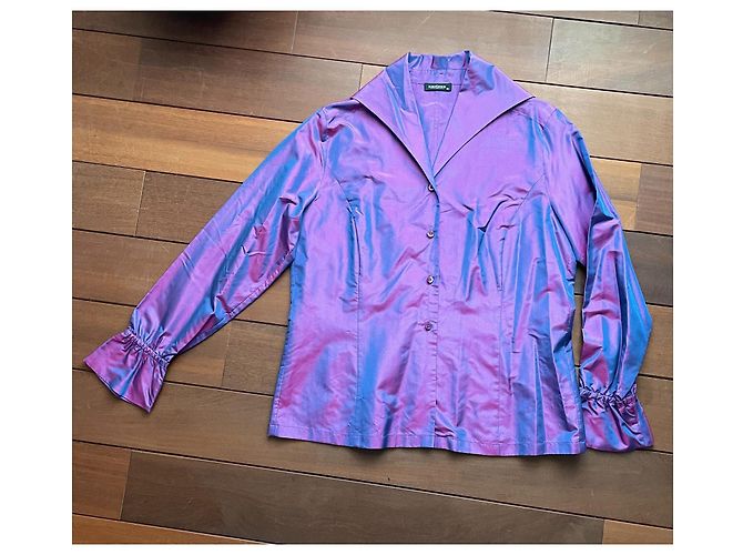 Autre Marque Blusa Seidensticker de seda cambiante rosa azul violeta Púrpura - vista 6