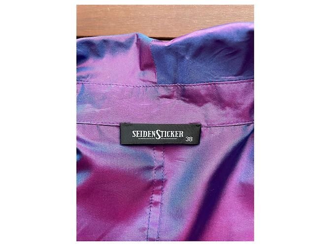 Autre Marque Blusa Seidensticker de seda cambiante rosa azul violeta Púrpura - vista 8