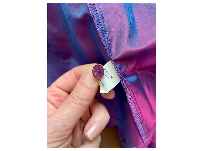 Autre Marque Blusa Seidensticker de seda cambiante rosa azul violeta Púrpura - vista 9