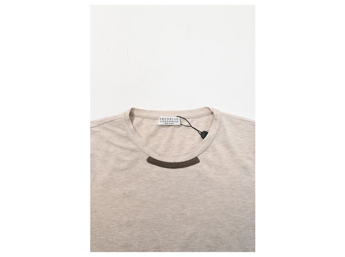 Beige Baumwollpullover mit Perlendetails von Brunello Cucinelli - Ansicht 7