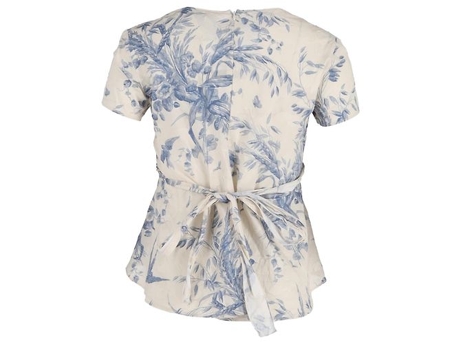 Blusa estampada com decote em V RED Valentino em seda creme Branco Cru - vista 3