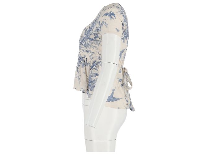 Blusa estampada com decote em V RED Valentino em seda creme Branco Cru - vista 5