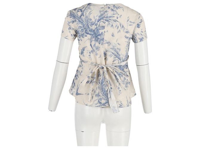 Blusa estampada com decote em V RED Valentino em seda creme Branco Cru - vista 6