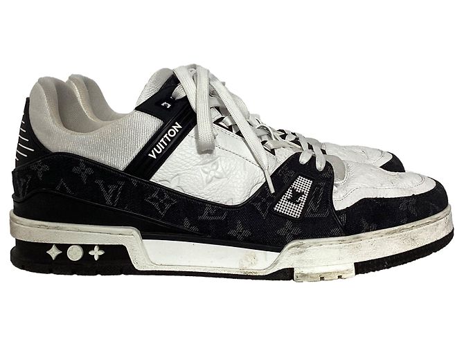 Twist Louis Vuitton LV Trainer in pelle nera e bianca Nero - vista 2