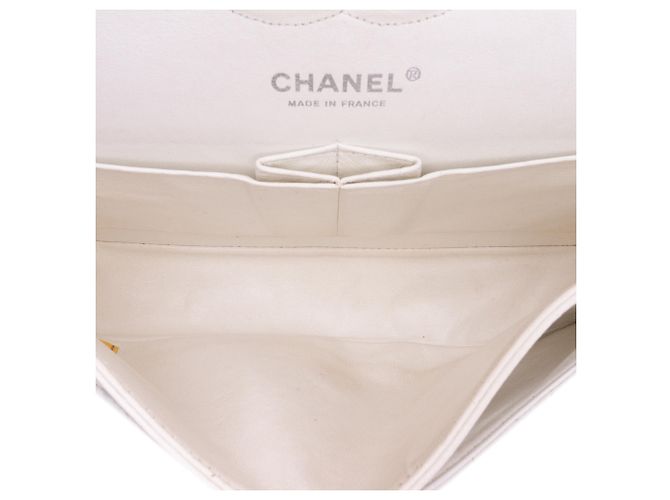 Chanel Bianco Medio Classico Caviar Doppio Faldone Crudo - vista 3