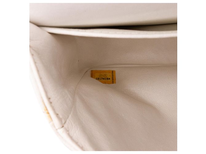 Chanel Bianco Medio Classico Caviar Doppio Faldone Crudo - vista 5