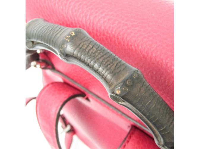 Zaino in pelle e bambù per donne Gucci Bamboo 387149 Rosso - vista 7
