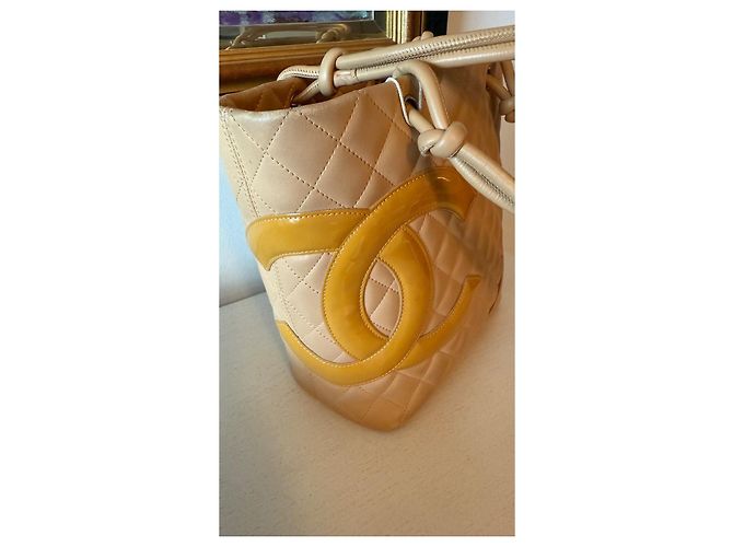 Borsa Chanel Cambon in pelle beige - vista 7