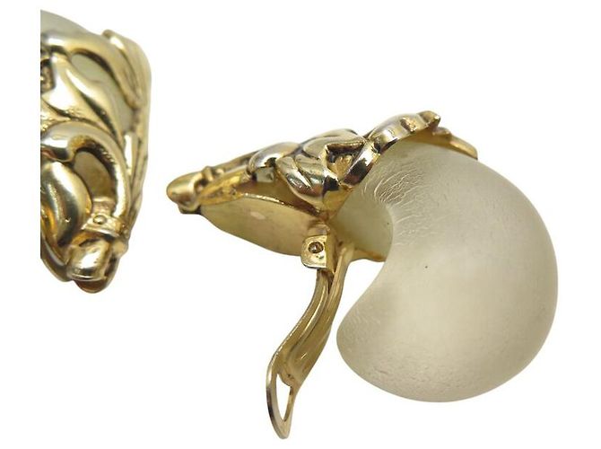 VINTAGE ISABEL CANOVAS CLIP-ON BLUMEN OPALE DROP-OHRRINGE Golden - Ansicht 11