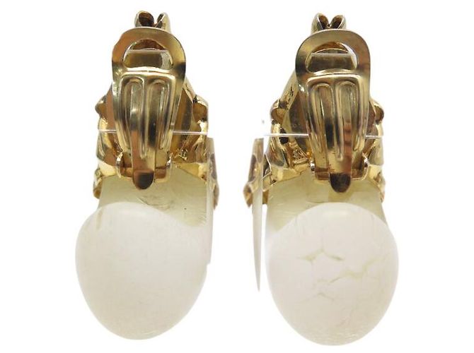 VINTAGE ISABEL CANOVAS CLIP-ON BLUMEN OPALE DROP-OHRRINGE Golden - Ansicht 2