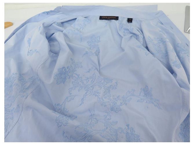 NUOVA CAMICIA LOUIS VUITTON HJS94W BLOSSOM LV BLU M 48 - vista 2