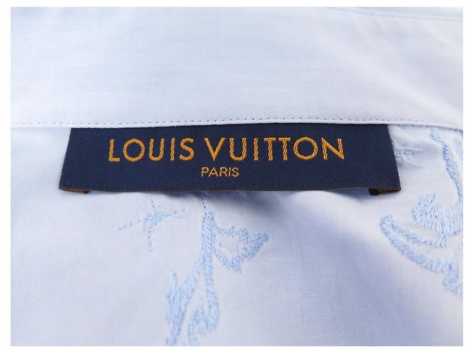 NUOVA CAMICIA LOUIS VUITTON HJS94W BLOSSOM LV BLU M 48 - vista 3