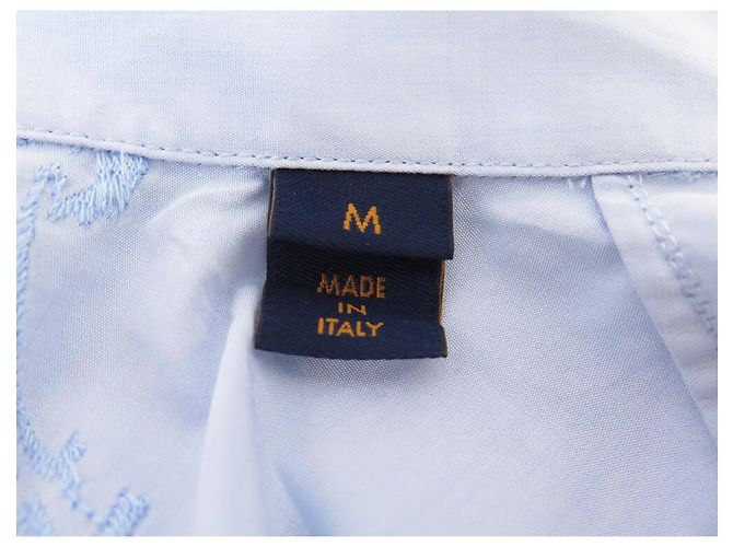 NUOVA CAMICIA LOUIS VUITTON HJS94W BLOSSOM LV BLU M 48 - vista 4