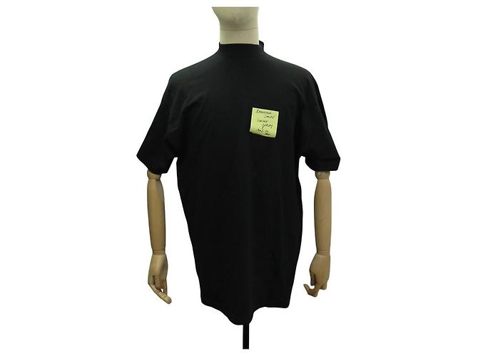 NUEVO TSHIRT BALENCIAGA 739028 POST IT T1 52 L OVERSIZE UNISEX NEGRO TOP - vista 2