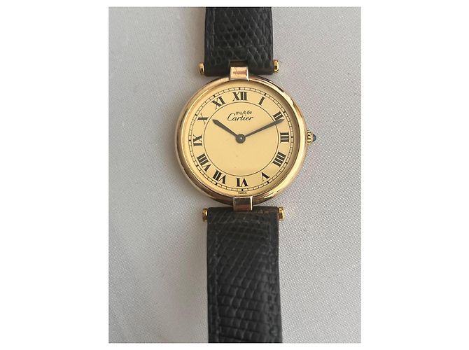 Autre Marque Orologio Cartier Vendôme Placcato Oro Quadrante Champagne - vista 2