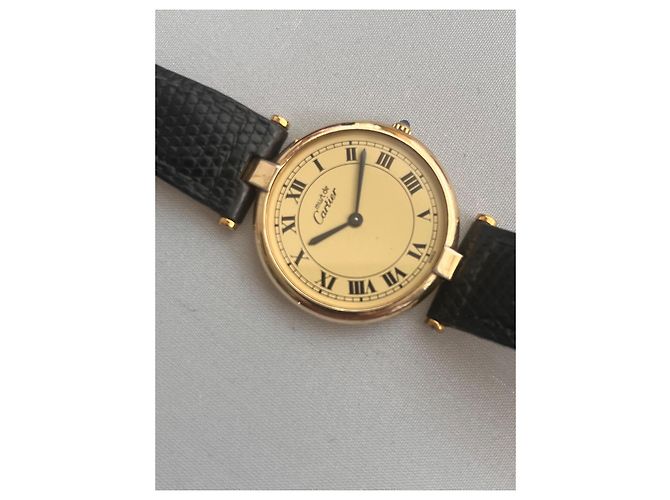 Autre Marque Orologio Cartier Vendôme Placcato Oro Quadrante Champagne - vista 3