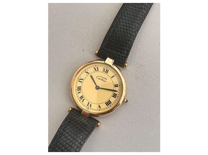 Autre Marque Orologio Cartier Vendôme Placcato Oro Quadrante Champagne - vista 4