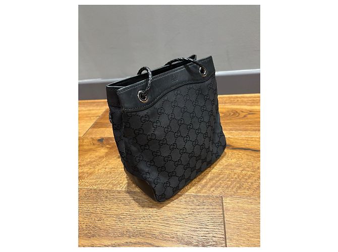 Bolsa Gifford em canvas com logo GG da Gucci Preto - vista 12