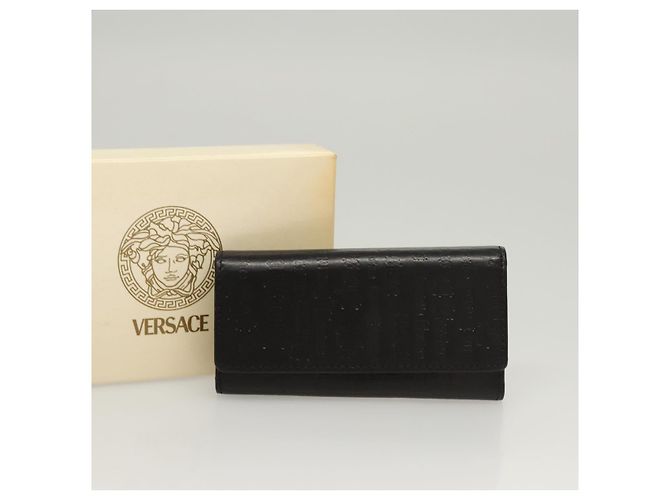 VERSACE Key Case Leather Black Auth ac3800 - view 11