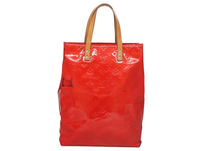 LOUIS VUITTON Monogram Vernis Reade MM Bolsa de Mão Vermelha M91086 LV Auth 119019 Vermelho - vista 10