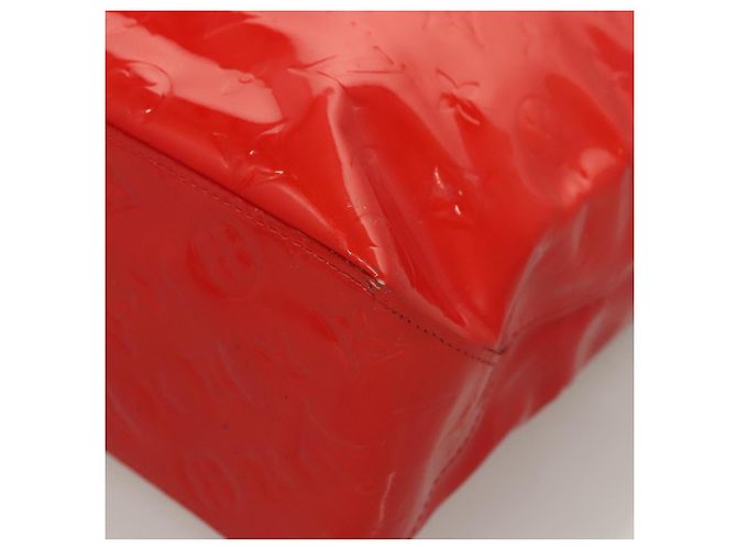 LOUIS VUITTON Monogram Vernis Reade MM Bolsa de Mão Vermelha M91086 LV Auth 119019 Vermelho - vista 11