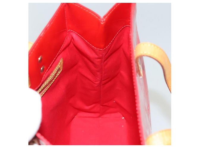 LOUIS VUITTON Monogram Vernis Reade MM Bolsa de Mão Vermelha M91086 LV Auth 119019 Vermelho - vista 14