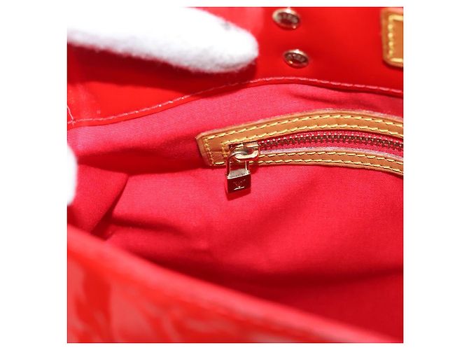 LOUIS VUITTON Monogram Vernis Reade MM Bolsa de Mão Vermelha M91086 LV Auth 119019 Vermelho - vista 16