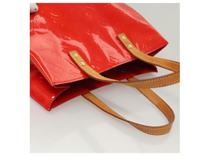 LOUIS VUITTON Monogram Vernis Reade MM Bolsa de Mão Vermelha M91086 LV Auth 119019 Vermelho - vista 4