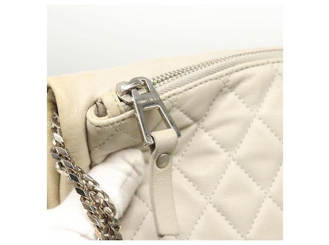 Borsa a spalla in pelle grigia argento Jimmy Choo Chain Auth bs24681 Marrone - vista 10
