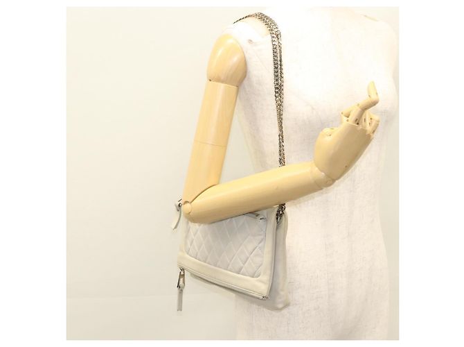Borsa a spalla in pelle grigia argento Jimmy Choo Chain Auth bs24681 Marrone - vista 16