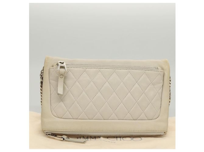 Borsa a spalla in pelle grigia argento Jimmy Choo Chain Auth bs24681 Marrone - vista 5