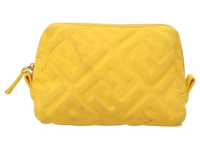 Pochette FENDI in nylon giallo oro Auth bs24840 D'oro - vista 10
