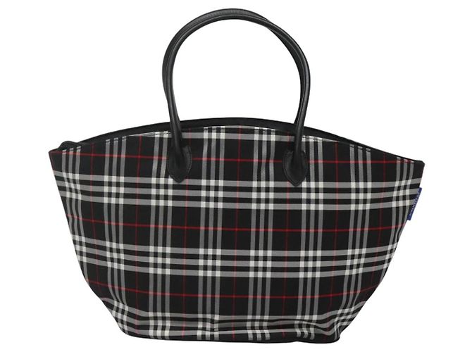 Autre Marque Burberrys Nova Check Tote Bag aus schwarzem und silbernem Nylon, blaue Etikette, authentisch kk486 - Ansicht 13