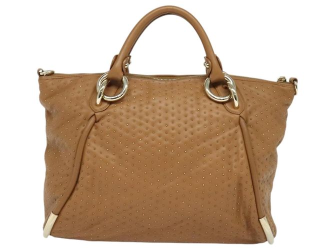 Borsa a mano BALLY in pelle marrone dorato Auth BA1166 D'oro - vista 2