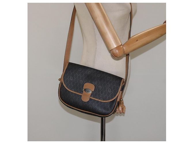 Borsa a spalla in tela a nido d'ape Christian Dior PVC nera e oro Auth 120492 Nero D'oro - vista 14