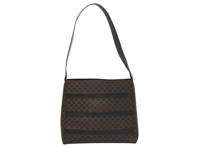 Céline Borsa a spalla in tela Macadam CELINE in pelle PVC nera e dorata Auth 119071 Nero D'oro - vista 10