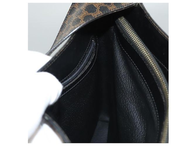 Céline Borsa a spalla in tela Macadam CELINE in pelle PVC nera e dorata Auth 119071 Nero D'oro - vista 15