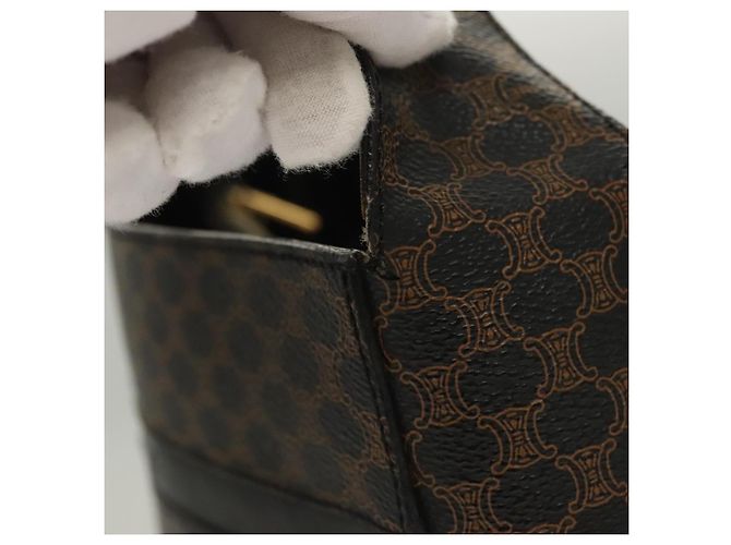 Céline Borsa a spalla in tela Macadam CELINE in pelle PVC nera e dorata Auth 119071 Nero D'oro - vista 4