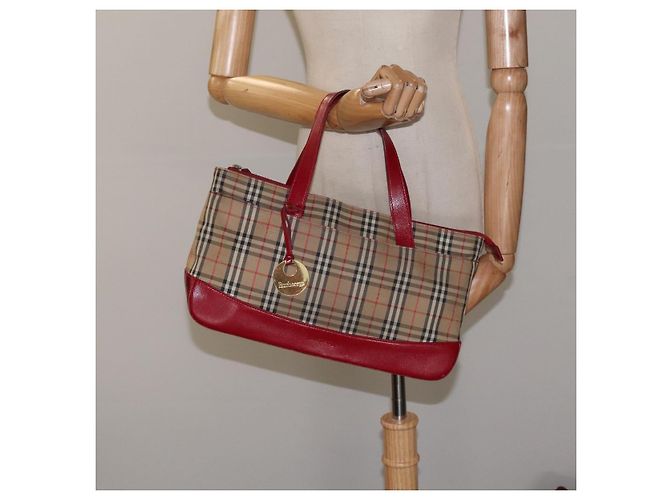 Autre Marque Burberrys Nova Check Handtasche aus Canvas Beige Gold Authentisch 120345 Golden - Ansicht 13