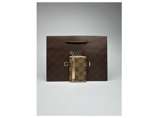 Vintage Gucci Monogram Schlüsselanhänger beige braun - Ansicht 2