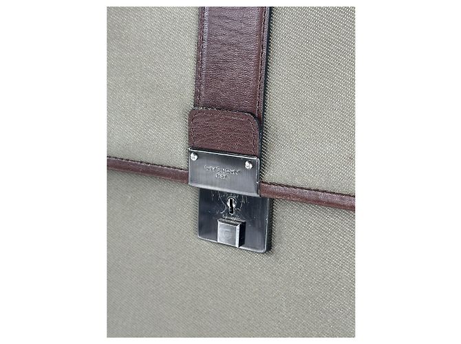 Valigetta in pelle e tela vintage Givenchy marrone khaki Cachi - vista 10