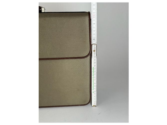Valigetta in pelle e tela vintage Givenchy marrone khaki Cachi - vista 11