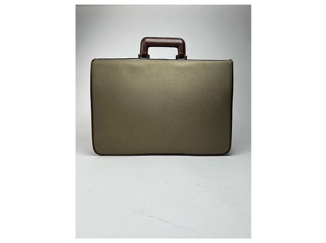 Valigetta in pelle e tela vintage Givenchy marrone khaki Cachi - vista 3