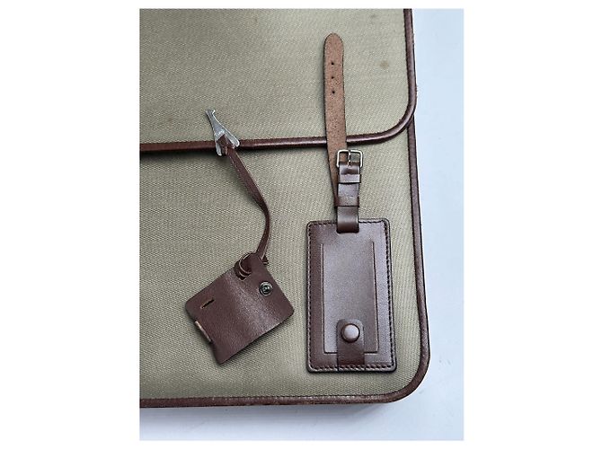Valigetta in pelle e tela vintage Givenchy marrone khaki Cachi - vista 5