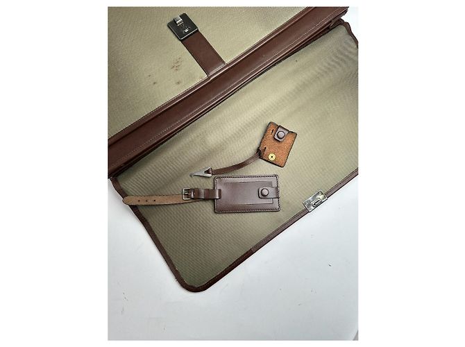 Valigetta in pelle e tela vintage Givenchy marrone khaki Cachi - vista 7