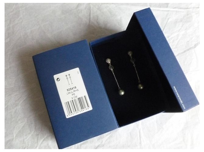Nuove orecchini in perle e cristalli Swarovski. Argento Grigio Verde chiaro - vista 11